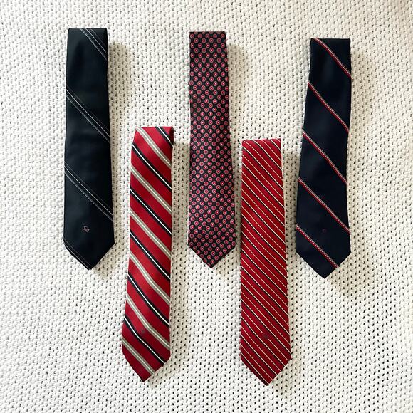 Bundle Lot Set 5 Designer Men Ties Christian Dior Roots Etienne Aigner Slim - Picture 1 of 7